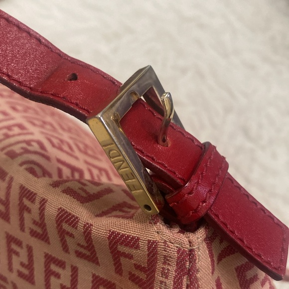 Fendi Vintage Mama Baguette Zuchino Beige Red Shoulder Bag - Picture 9 of 12